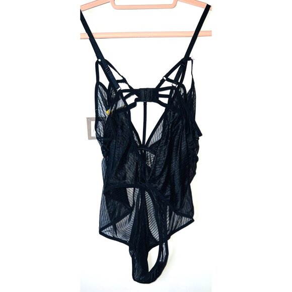 NEW Black Strappy Sheer Bodysuit 3X Just Sexy Lingerie Intimate Bodacious - Picture 2 of 5